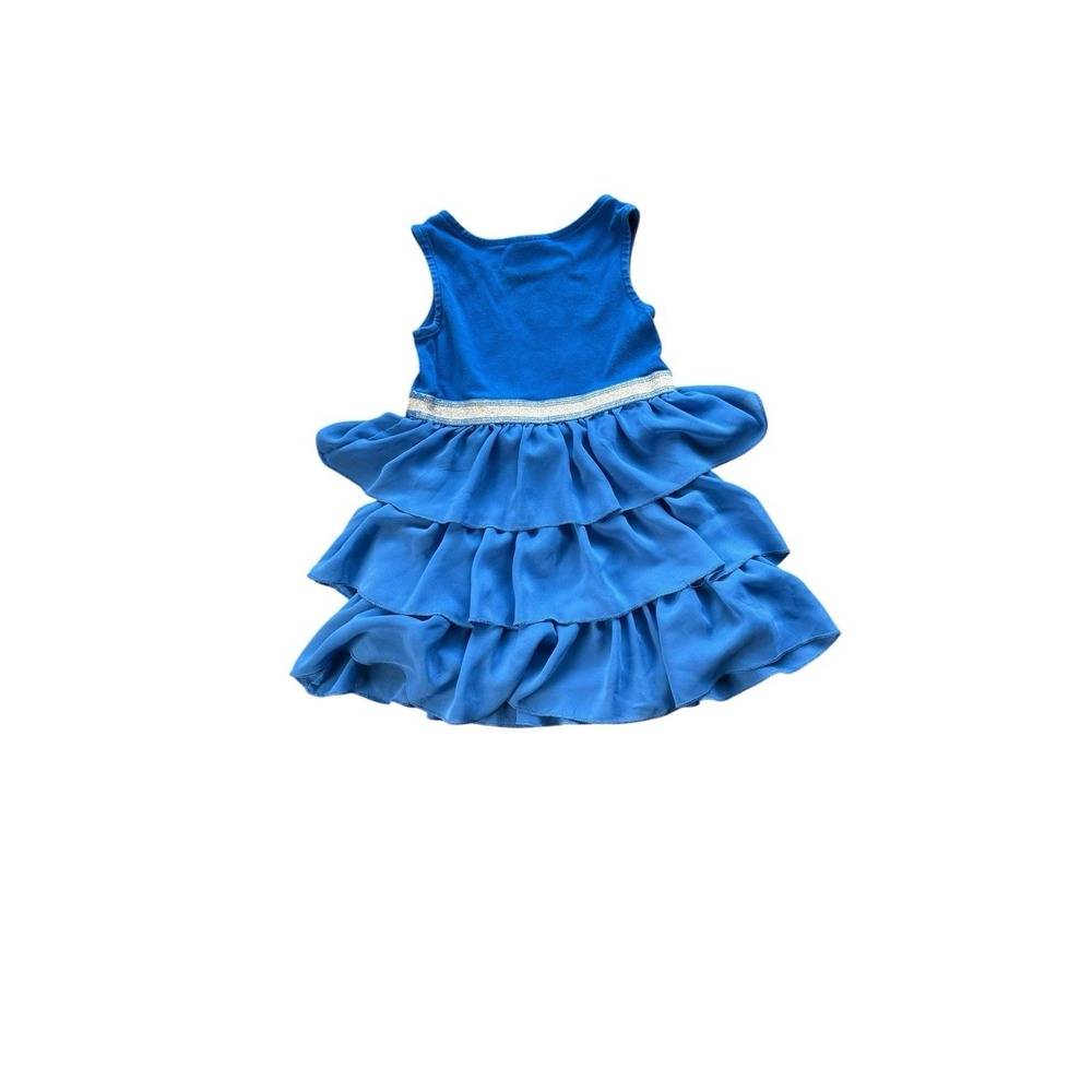 Girls Hanna Andersson Blue Tiered coquette style Dress Size 4 Cotton Sleeveless